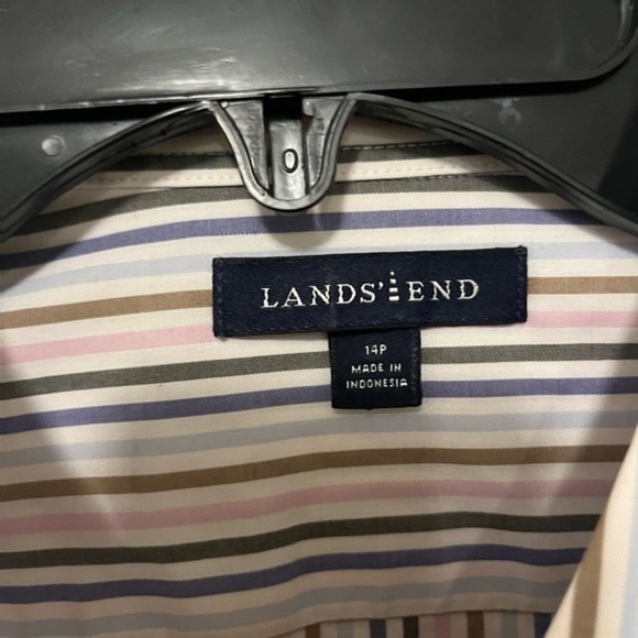 Lands end multicolored striped long sleeve button down blouse. - Picture 5 of 5